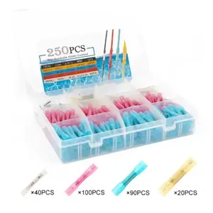 250 pcs/Boxed Heat Shrink Butt Crimp Terminals Kit Waterproof Solder Seal Sleeve Electrical Wire Connectors Cable Splice