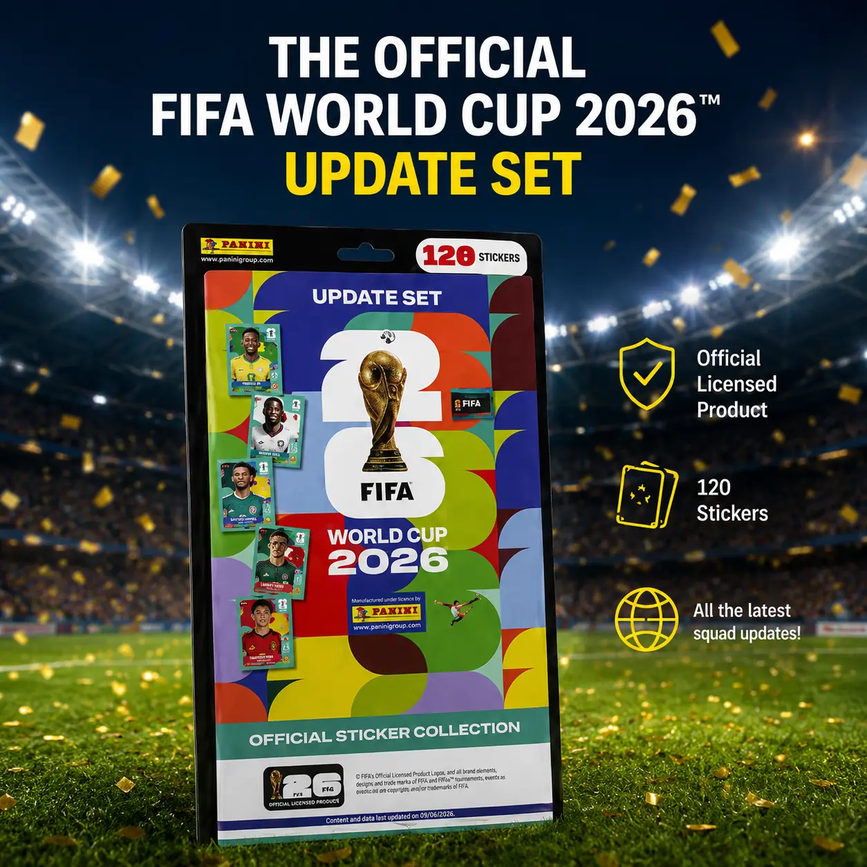 FIFA World Cup 2026 Official Sticker Collection Update Set | Panini Licensed | 120 Stickers | New Sealed