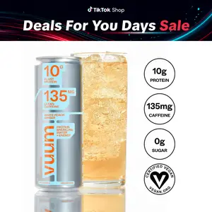 Drink Vuum White Peach Ginger Protein Sparkling Water Energy with Zero Sugar