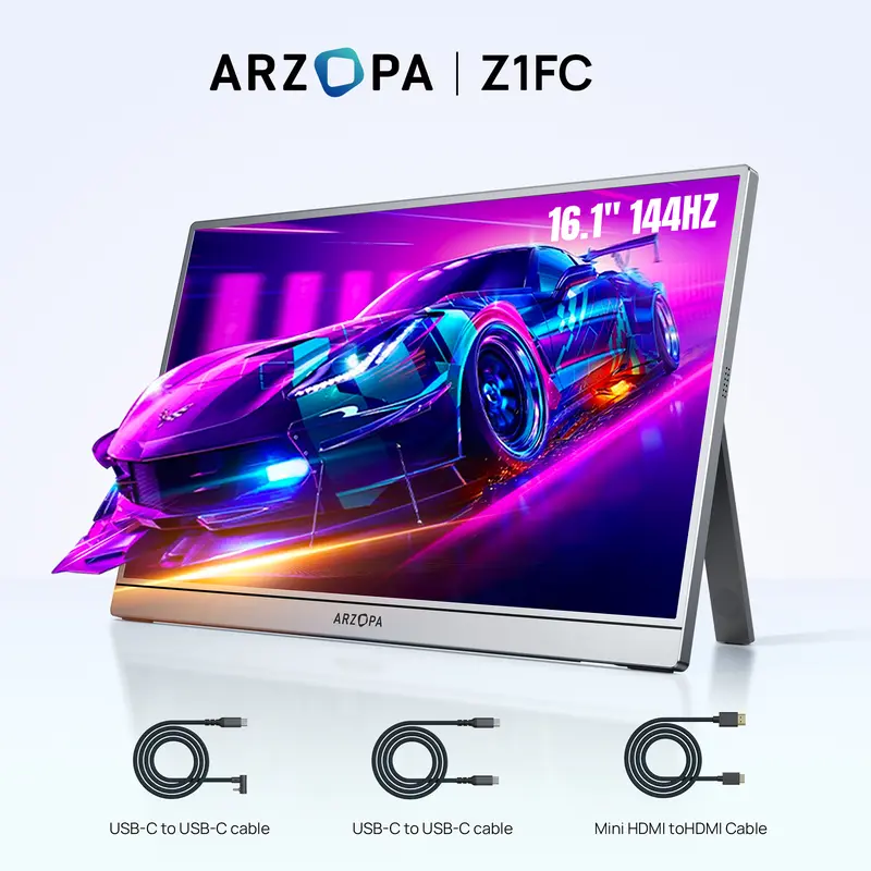 ARZOPA 16.1'' Portable Gaming Monitor 100% sRGB 144Hz&60Hz 1080P