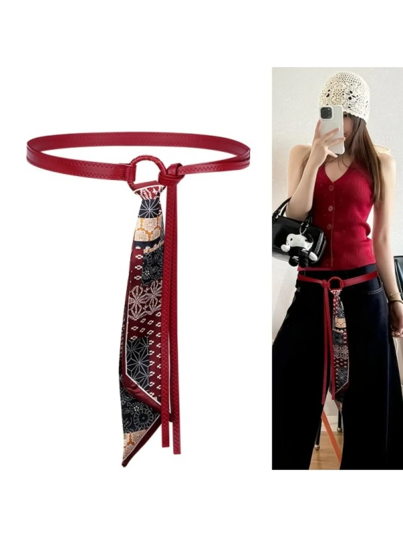Unisex Retro Punk Hip-Hop Street Style Belt, & Block, Floral Pattern, Adjustable Buckle, Design Belt, Suitable for Pants, Dresses, Casual, Vintage Belt, Trendy Belt, Belt With Buckle