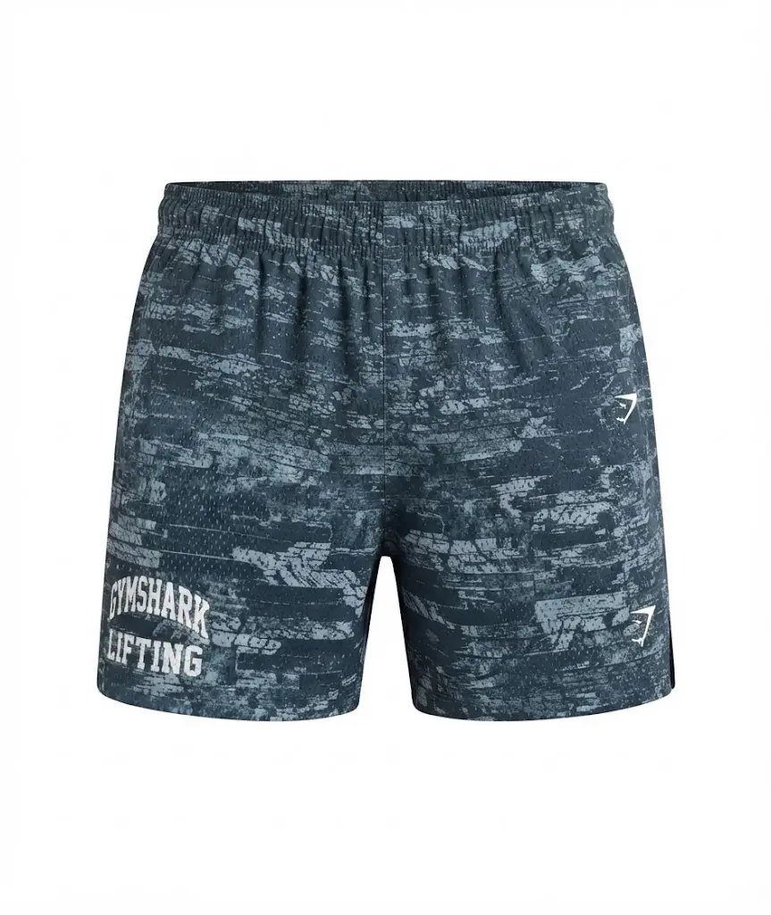 Gymshark Smoke Blue Lifting Mesh 5" Shorts, Men's Athletic Gym Training & Workout Shorts