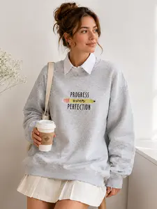 Progress Over Perfection Embroidered Sweatshirt, Motivational Teacher Crewneck, Inspirational Teacher Gift, Cozy Teacher Pullover
