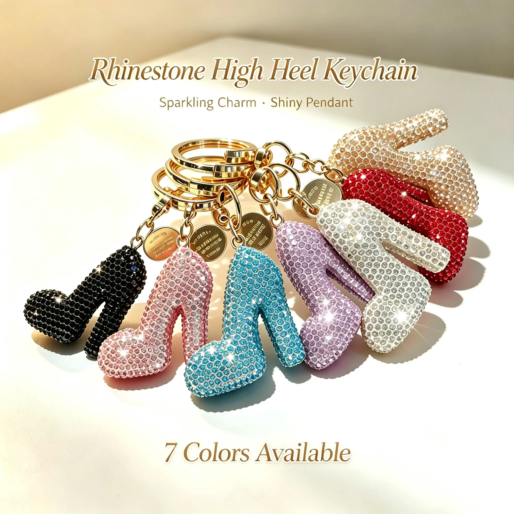 Sparkly Rhinestone High Heel Keychain, Cute Bling Shoe Key Ring Pendant for Handbag, Purse, Backpack, Fashion Gift for Girls halloween / haunted
