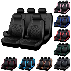 AUTOYOUTH PU Leather Car Seat Covers, Diamond Quilted Design, Waterproof Stylish Car Seat Protectors, Universal Fit for Cars Trucks SUVs Vans, Easy to Install, Airbag Compatible, Car Interior Accessories