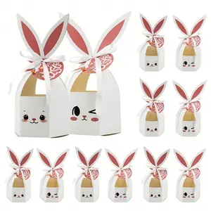Easter Bunny Gift Box Set, Large Ear Rabbit Shape Candy Container, Perfect for Holiday Parties & Events, Festive Packaging Supplies, Party Favor