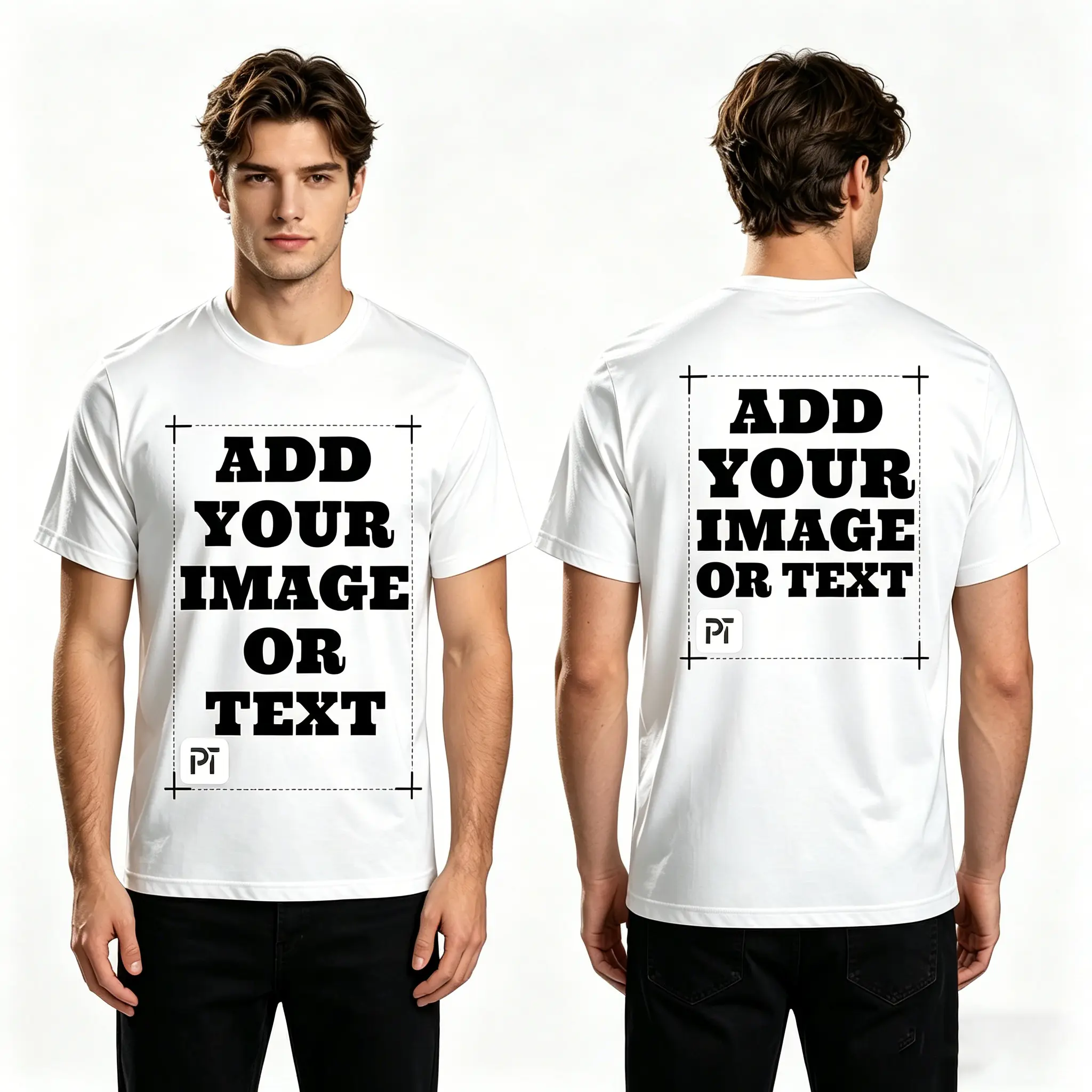 Personalized Custom Men's T-Shirt, Casual Pure Cotton Short Sleeve Printed Tee. Graduation Season - Your Text/Image/Family Photo/Pet Picture/Company Logo/Work Uniforms/Couples/Friends, Anniversary/Thanksgiving/Easter
