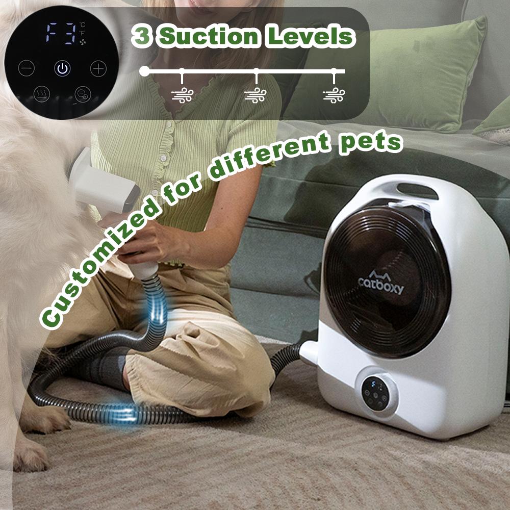 【Buy 1 Get 1 Free Gift】Catboxy Nova P1 5-in-1 Professional Cat Stuff Dog Products Pet Grooming Kit Dry Brush Trim Vacuum Clean Quiet Efficient All-in-One Solution for Pet Hair  2-Year Warranty