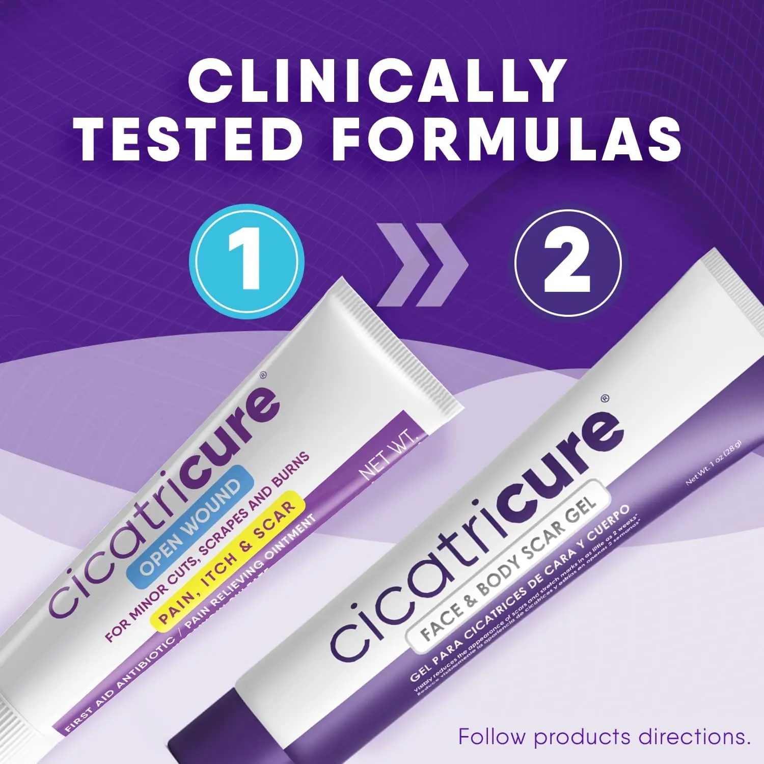 Cicatricure Skin Recovery Kit Set with Scar Removal Gel & Wound Care Ointment for Stretch Marks, Surgical Scars & Acne, Gentle for Normal Skin Types, For Adults & Kids, 1 oz Each, 3.7oz, Blemish Control Acne Treatments, Cream Acne Treatments
