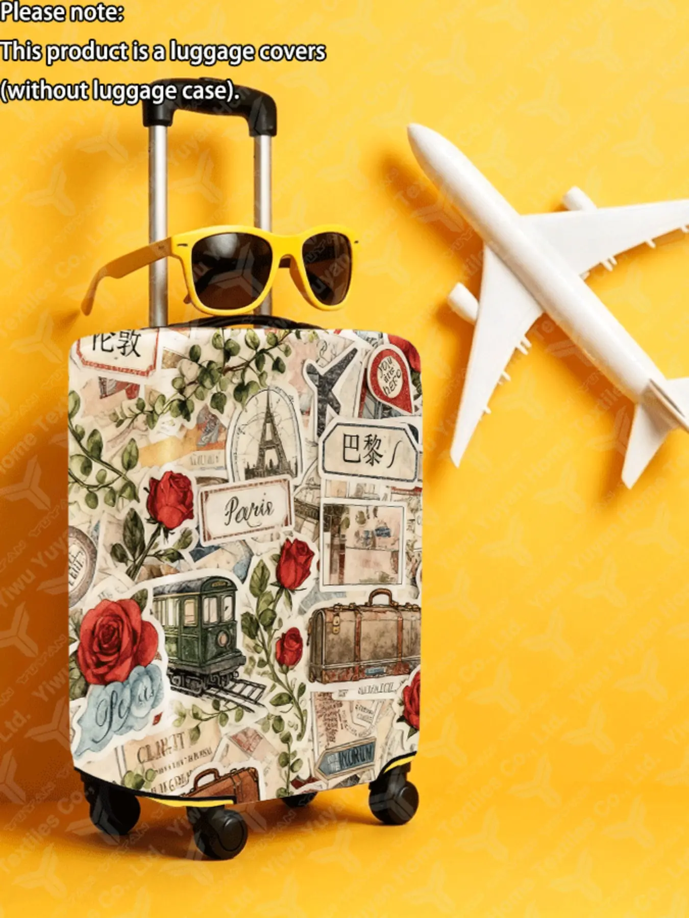 Rose Pattern Luggage Cover, Durable Thick Fabric, Fits 20-28 Inch Suitcases, Travel Essential, Anti-Rip, All Seasons, Durable Travel Accessory, Traveling Essentials