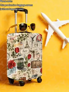 Rose Pattern Luggage Cover, Durable Thick Fabric, Fits 20-28 Inch Suitcases, Travel Essential, Anti-Rip, All Seasons, Durable Travel Accessory, Traveling Essentials