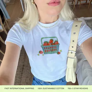 Strawberry Graphic Baby Tee, Retro 90s Style