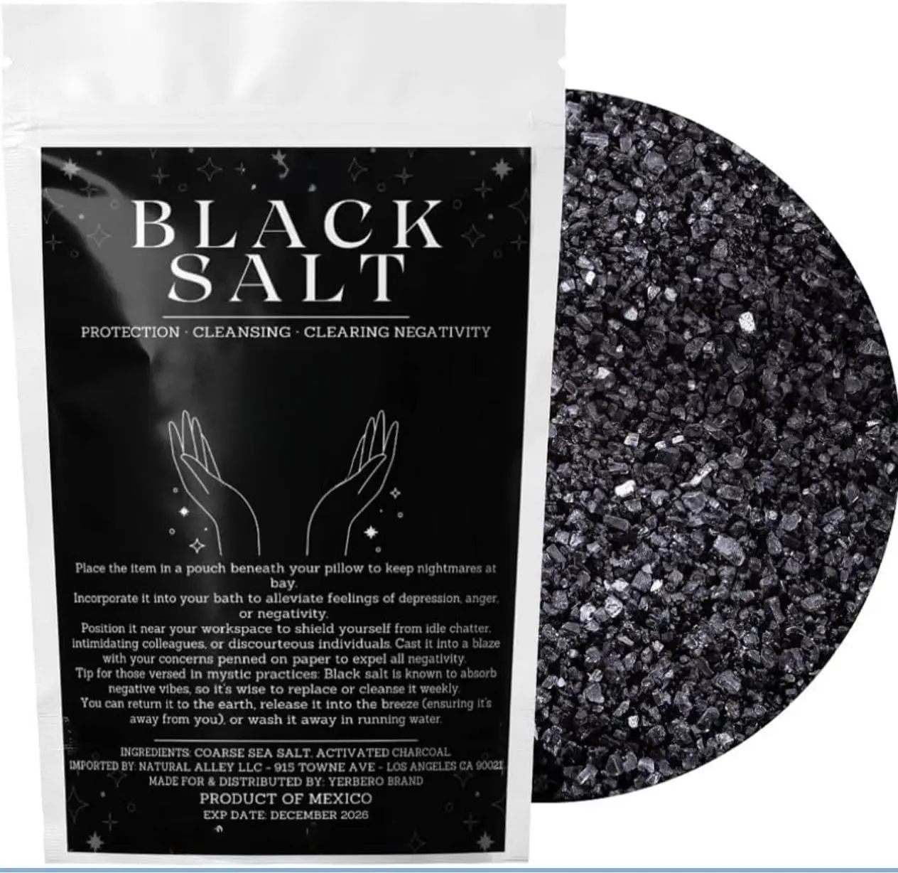 Black Salt Body Care for Spiritual Cleansing, 2oz Premium Sal Negra for Protection, Purification, and Rituals
