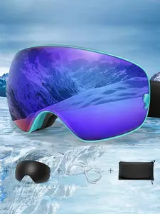 Fashion Ski Sunglasses + Replacement Lenses, OTG Snowboard Goggles, Anti-Fog Uv400 Protection, Unisex Winter Sport Eyewear, Sports Outdoor Sunglasses