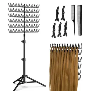 Braiding Hair Rack with 120 Pegs, Height Adjustable Braiding Rack, Braiding Stand with Hair Braiding Tools, Easy to Carry Braid Rack for Hair Salon Home Traveling