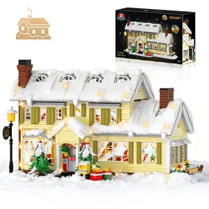 FREE SHIPING  GiftTENHORSES Christmas Holiday House Building Set 2046pcs LED DIY Snow Village with Openable Windows Removable Back Wall Educational Toy Compatible with Lego Gifts for Boys Girls Family Friends