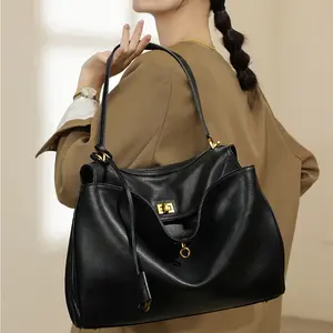 L Premium Cowhide Leather rodeo bag Hobo  for Women Slouchy Shoulder Purse Elegant Work Handbag