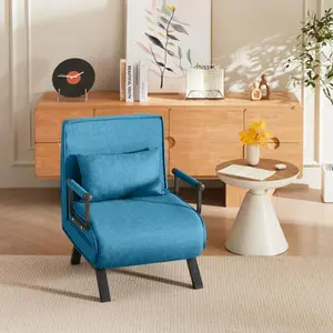 Convertible Chair Bed Sleeper for Adults, 5 in 1 Folding Chair Bed with 5-Position Adjustable Backrest & Pillow, Comfy Single Futon Sofa Bed for Small Spaces, Apartment, Office