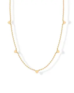 PAVOI 14K Gold Plated Dainty Chain Necklaces for Women - Station Small Motif Pendant Gold Jewelry Gifts - Trendy Heart, Bow, Cross Necklace for Women