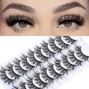 10pairs Volumized 11-18mm Natural Black Lashes Extension Fluffy Short Lashes Strips Wispy Cat Eye False Eyelash Faux Lashes Makeup Accessory Cosmetic