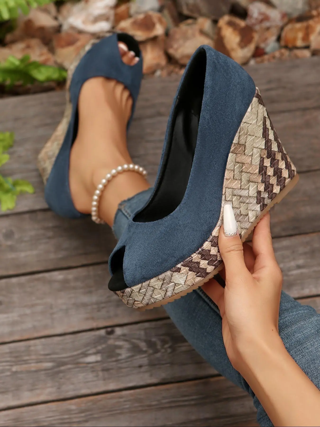 Women's Fashionable Plain Color Wedge Sandals, Casual Comfortable Platform Sandals for Beach Vacation, Female All-match Round Toe Sandals for Daily Wear, High Heels