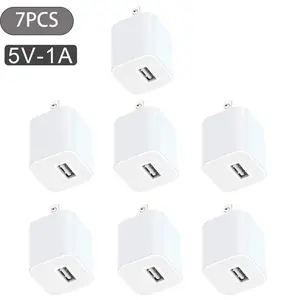 Wall Charger USB Adapter 5W Power Head Adapter For iPhone 14/13/12/11/10/8/7/6s/6/5/se/xs max/xr/x se 2020 2022,Galaxy s7/s6/s5 edge,kindle,pack of 3/4/5/6/7 White(Without Data Cable)
