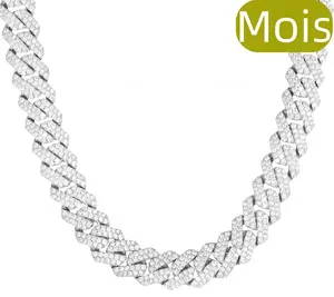 ⑤⑦Space ice 12MM 16MM Mois Live Stream    Cuban Link Chain Silver Color for Rappers