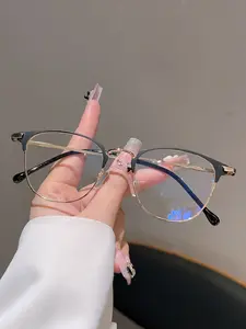 Elegant New Square Frame Fashion Flat Mirror Trendy Eyebrow Glasses Metal Legs Business Vintage Style High-End Fashion Eyeglasses