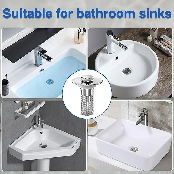 1pc Stainless Steel Modern Anti-Odor Bathroom Sink Stopper with Bouncing Core, Brass Pop-Up Drain Plug, Universal Fit Drain Cover for Bathtub Home Goods