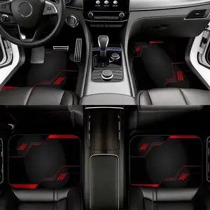 4 Piece Car Floor Mats Set, Single Sheet Polyester Material, Modern Geometric Pattern, Fashion Simple Design, Must-Have for Car Enthusiasts