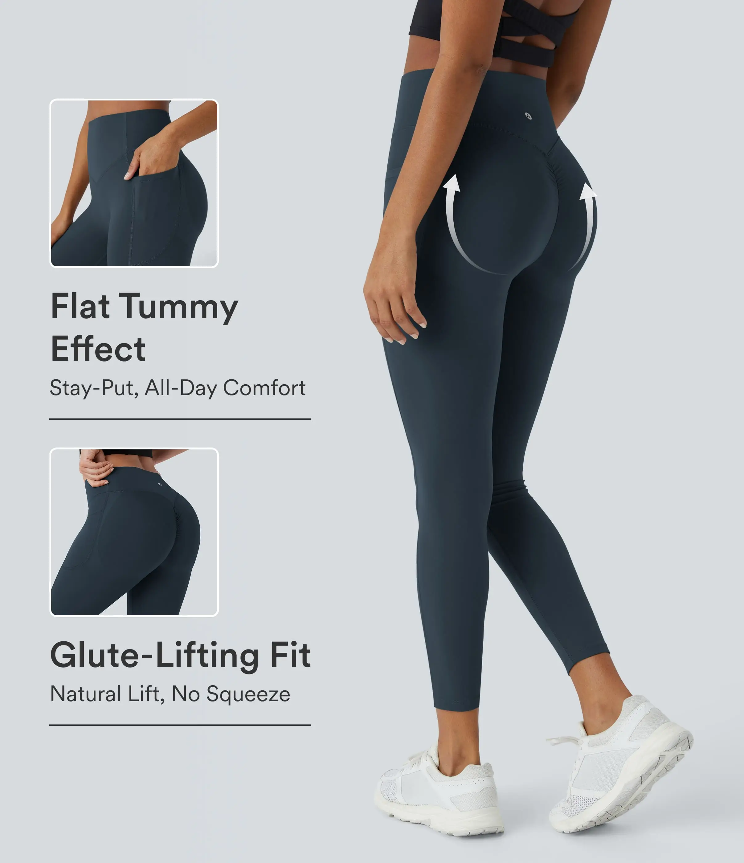 Halara UltraSculpt High Waisted Scrunch Butt Lifting Tummy Control Side Pocket Shaping Training Leggings #summervibes