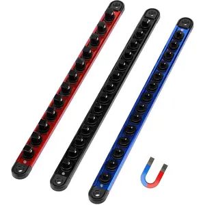 Socket Organizer, 3- Socket Rail Holder, 1/4-Inch x 14 Clips, 3/8-Inch x 14 Clips, 1/2-Inch x 12 Clips, Storage 40 Sockets(Sockets Not Included)