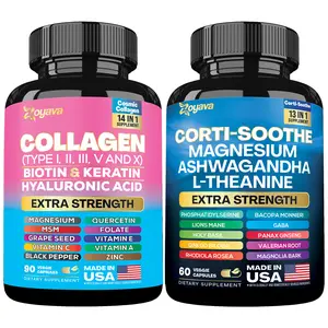 Shining Serenity Set - Zoyava Collagen & Cortisol All-in-One Dietary Supplement - Multivitamin Combo for Fitness & Healthcare with Extra Strength Ingredients - Made in USA