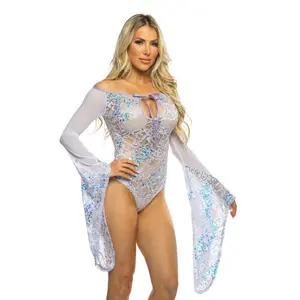 Fishnet/Mesh Sequin Flair Sleeve Top