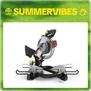 10-inch Compound Miter Saw, 5000RPM, 15 Amp, Single Bevel 0-45° with Extension Table, 36T Blade, Power Saw for Metal, Plastic, Wood, Laminates Summervibes