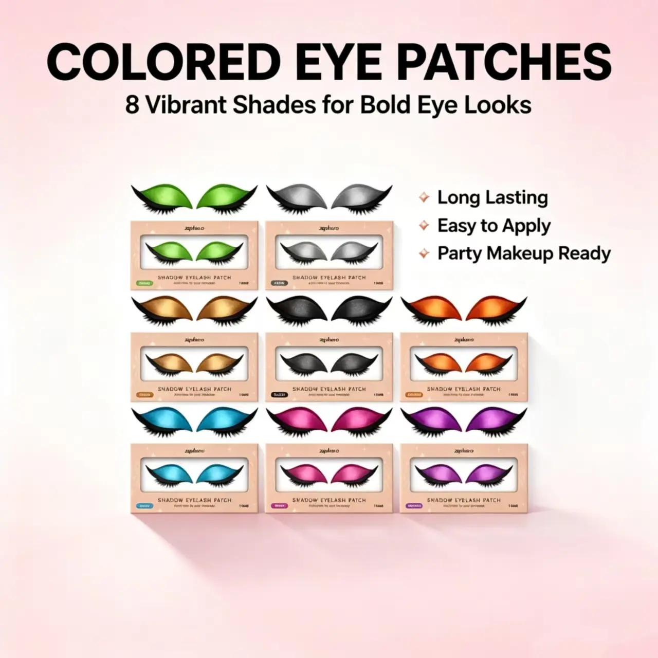 Zephoco 2-in-1 Lazy Eye Tape Stickers - Fluffy, Lightweight, Waterproof, Quick Apply, Pigment Base 10g Eyeshadow+Lashes Makeup Accessory for Lazy Eye Look Daily Use, Sheet, Compact, Eye Makeup Accessories