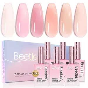Beetles Nude Pink Gel Nail Polish Set, Light Pink Jelly Gel Polish Translucent  Full Size Nail Concealer High Gloss Soak Off UV Salon Spring Colorful Bottle Gel Gift for Women Fall Nail Halloween Nail Black Friday Winter Nail Christmas Gift