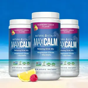MaxCalm Relaxing Drink Mix - Anti Stress Drink Mix - With Ionic Magnesium Citrate + Glycinate - Raspberry Lemon Flavor - 16 oz (453 g) - 113 Servings