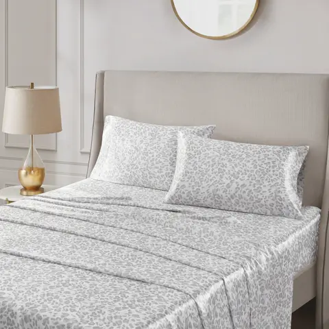 Madison Park 2-Piece Standard Open End Animal Leopard Print Hair-Kind Satin Pillowcases - Soft, Wrinkle-Resistant, Breathable, Machine Washable, OEKO-TEX Certified Luxury Bedroom Bedding Pillow Covers
