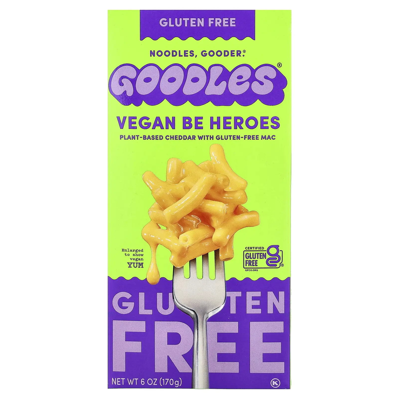Goodles Vegan Be Heroes, Plant-Based Cheddar With Gluten-Free Mac, 6 oz (170 g)