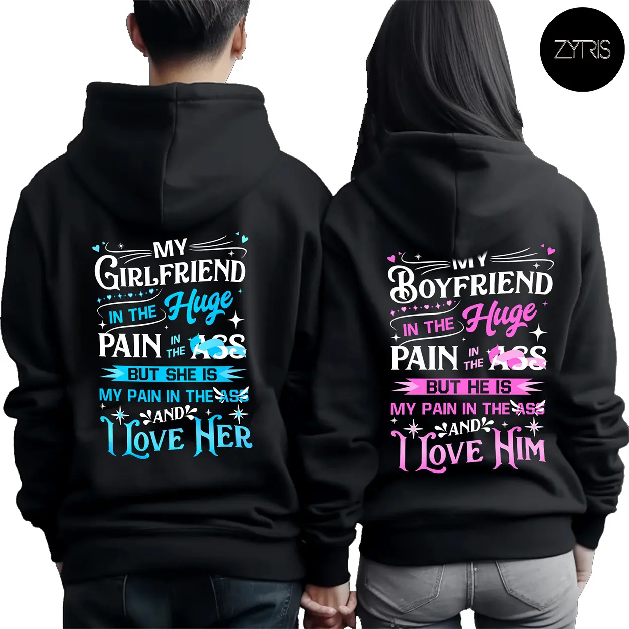 My Boyfriend ,My Girlfriend Couple Matching Hoodies, Graphic Hoodie Casual Fabric Pullover Hooded Sweatshirt for Women for Men, Couples Love Gift