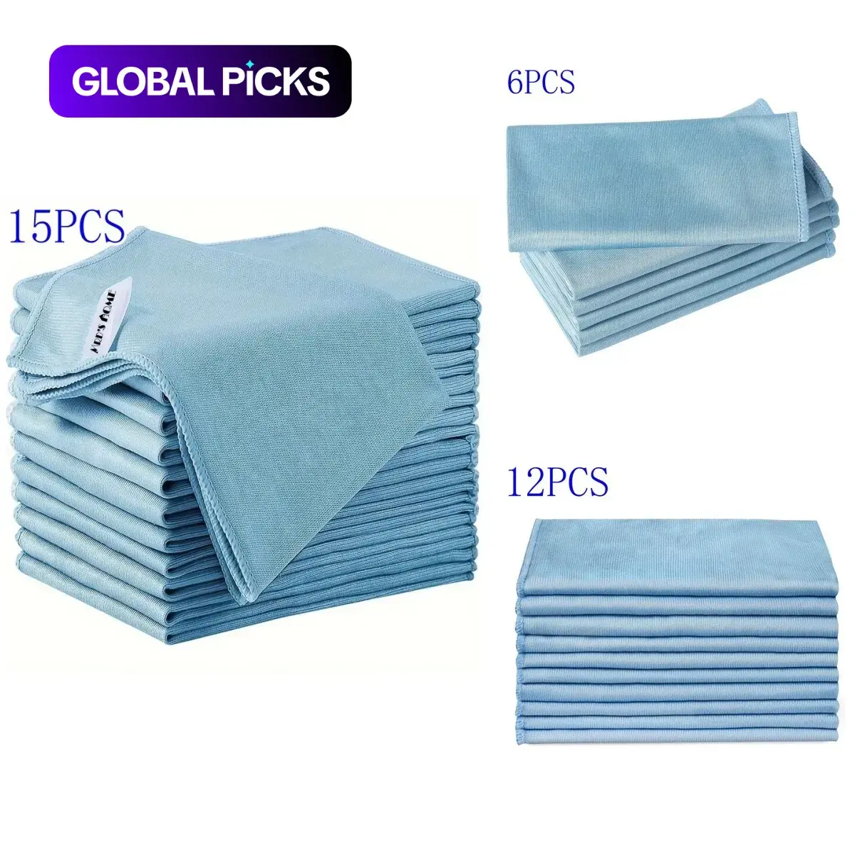 6/12/15pcs Microfiber Glass Cleaning Cloths, Cleaning Towel, Lint-Free Quick-Dry, Ideal for Windows, Glasses, Windshields, Mirrors and Stainless Steel #GLOBAL PICKS