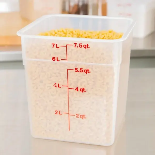 Cambro CamSquares 8 Qt. Translucent Square Polypropylene Food Storage Container with Red Lid Kitchen Utensils foodstorage freezersafe containers needs tiktok shop must have s food cover microwave-safe
