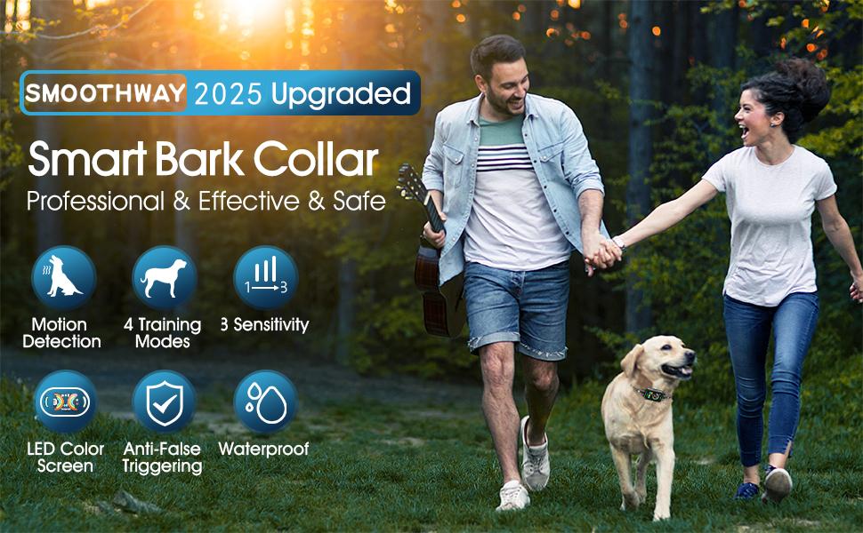 Anti Bark Collar for Dogs Automatic No Shock Humane Dog Training Collar, Rechargeable Smart Barking Control with 4 Sensitivity Levels for Small Medium Large Dogs, IP67 Waterproof Outdoor Use