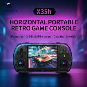 Rowkiddy X35H Horizontal Portable Retro Game Console 3.5-inch IPS Screen Dual Hall Joystick 3000mAh Battery Open Source Handheld with CPS FBA FC GB GBA Emulators.controllers,cool gadgets boys,controller,gamer stuff