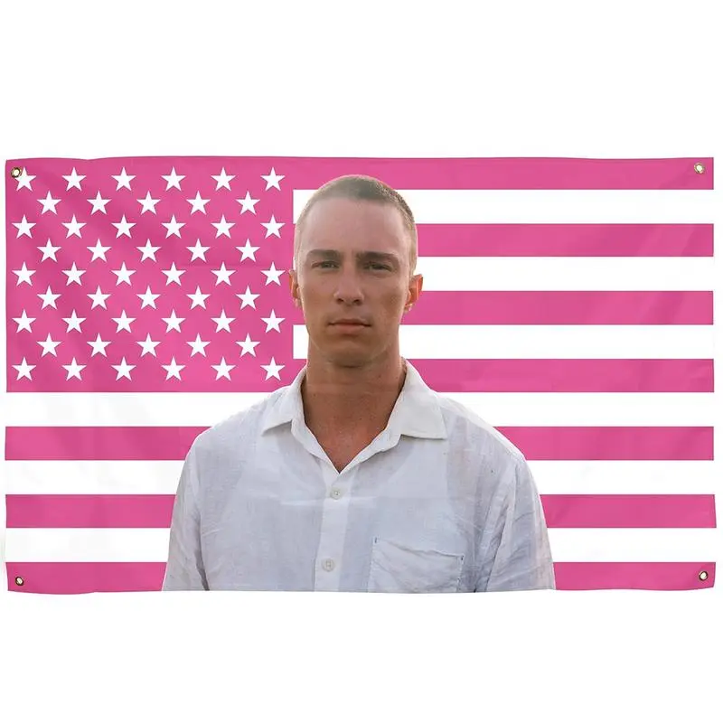 Drew Starkey Girl Rectangular Stars & Stripes American Flag Tapestry (3x5Ft Polyester Fiber) - Hanging Home Decor with 4 Brass Grommets, Vivid Colors, Sunshine-Resistant, for College Dorms, Themed Party, Outdoor Events Ideal Gift