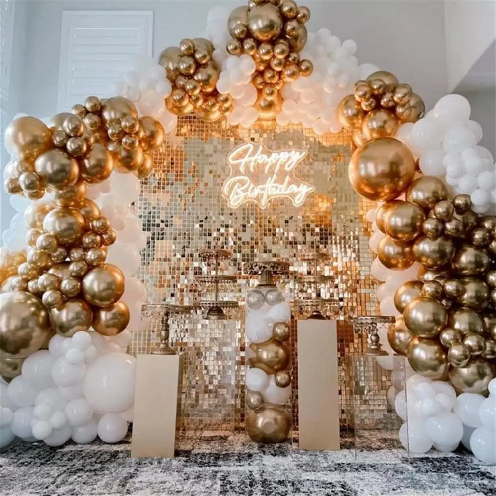 Sequin Backdrop Shimmer Wall Panels, Sequin Glitter Backdrop, 24pcs/set Decorative Sequin Wall Panels with 15 Hooks and 100 Ties for Birthday Wedding, Sequins Backdrop Decoration, Party Decoration Supplies