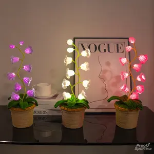 Handmade Crocheted  Lily of the Valley LED Lamp,Heartfelt Valentine's Day Gift, Mother's Day Gift, Handmade Floral Lamp, Bedside Night Light, Desktop Home Decoration