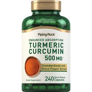 Piping Rock Turmeric Curcumin Supplement 500 mg | 240 Capsules | with Black Pepper | Standardized Complex Extract | Non-GMO, Gluten Free