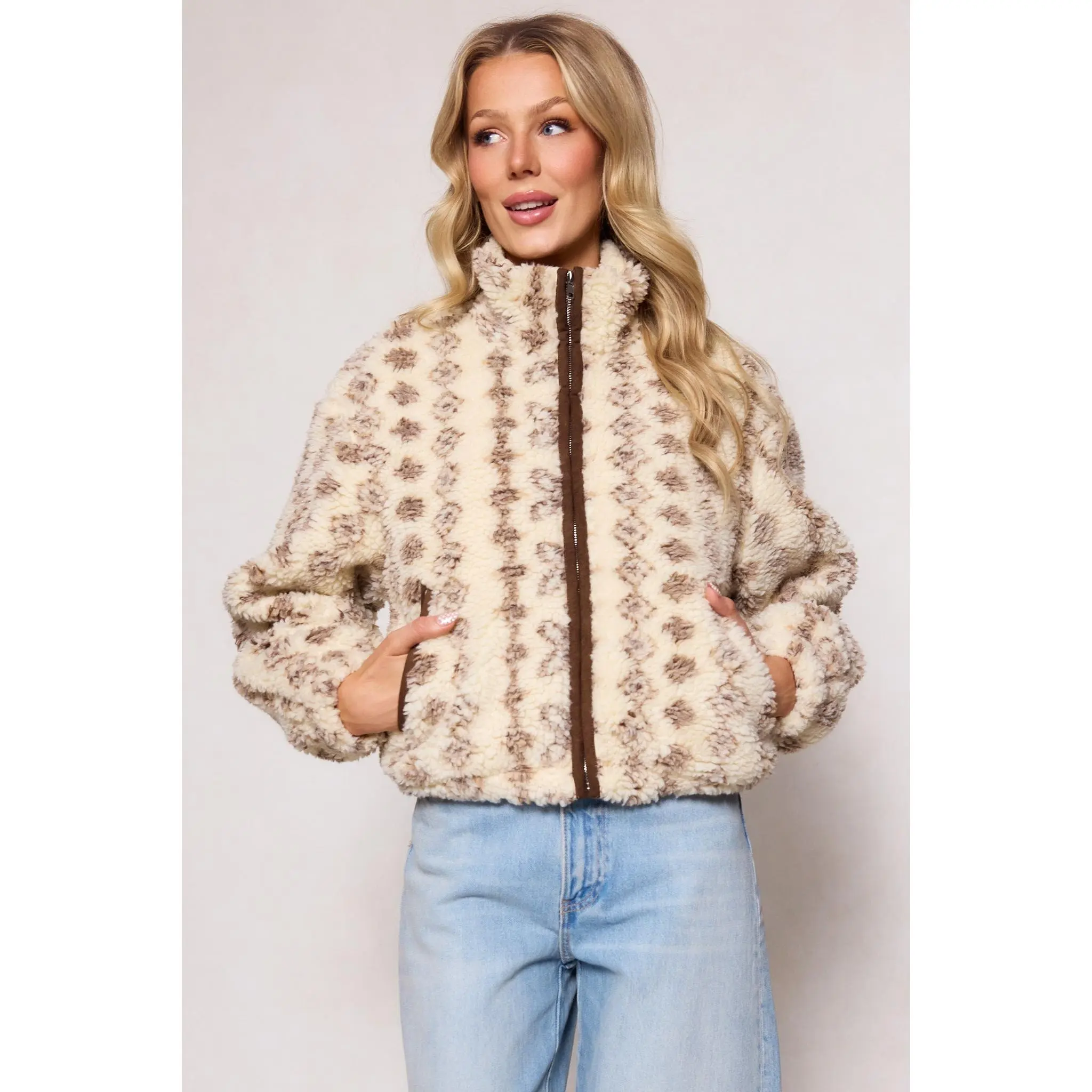 Theodore Jacket in Tan & White